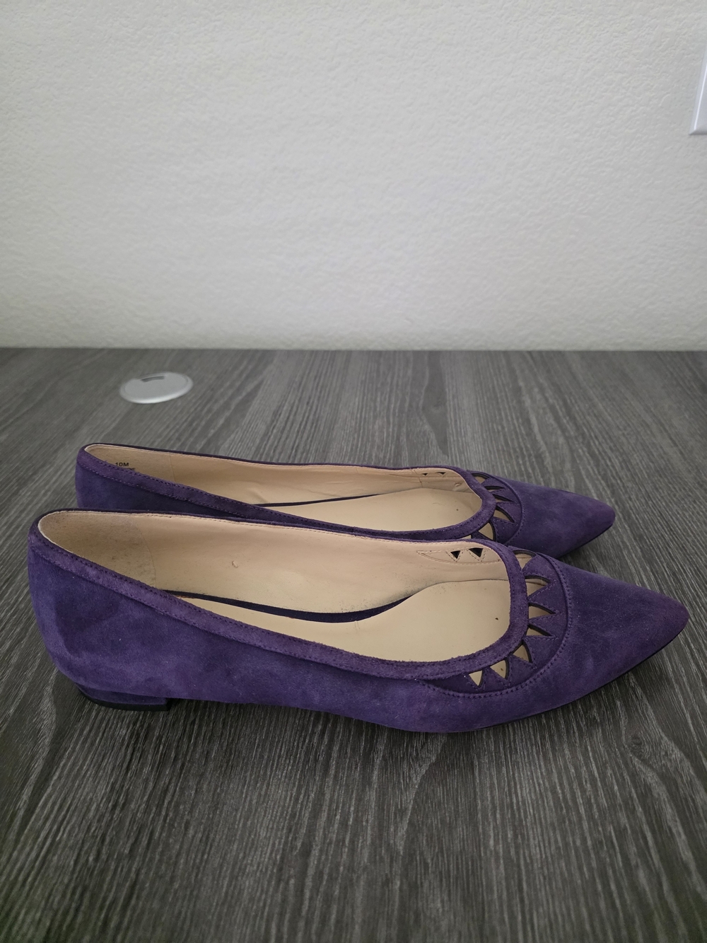 Nine West Purple Suede Flats with Cutout Detail - Picture 4 of 9